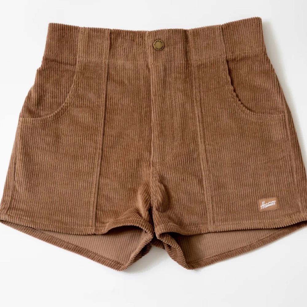 High Waist Corduroy Shorts in Brown - Haoles